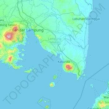 Lampung Selatan topographic map, elevation, terrain