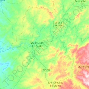 São José do Rio Pardo topographic map, elevation, terrain