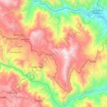 Caja topographic map, elevation, terrain