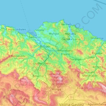 Biskaje topographic map, elevation, terrain