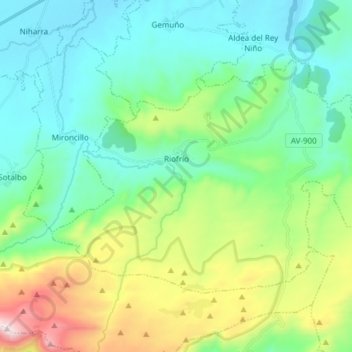 Riofrío topographic map, elevation, terrain