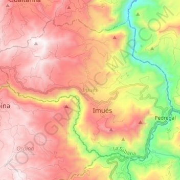 Imués topographic map, elevation, terrain