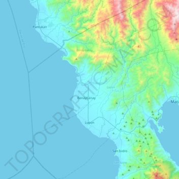 Lupon topographic map, elevation, terrain