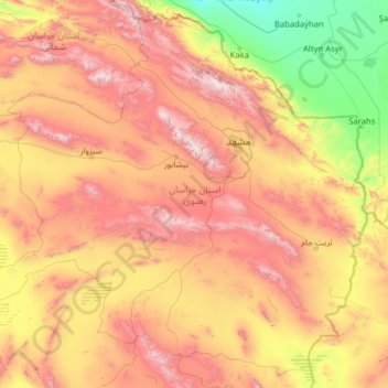 Razavi Khorasan topographic map, elevation, terrain