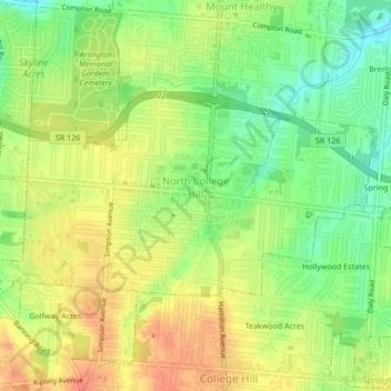 North College Hill topographic map, elevation, terrain