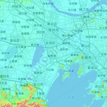 Changzhou topographic map, elevation, terrain
