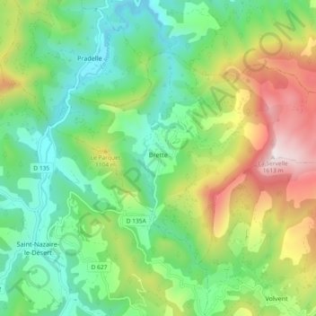Brette topographic map, elevation, terrain