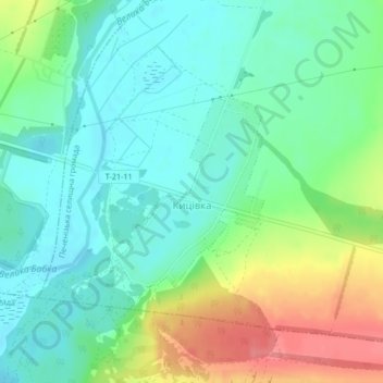 Kytsivka topographic map, elevation, terrain