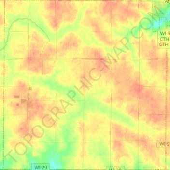 Town of Johnson topographic map, elevation, terrain