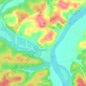 Bagnell topographic map, elevation, terrain