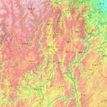 Liangshan topographic map, elevation, terrain
