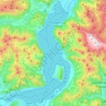 Iseosee topographic map, elevation, terrain