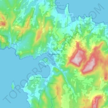 Nubeena topographic map, elevation, terrain