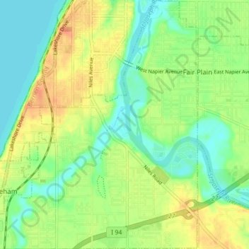 Saint Joseph Charter Township topographic map, elevation, terrain