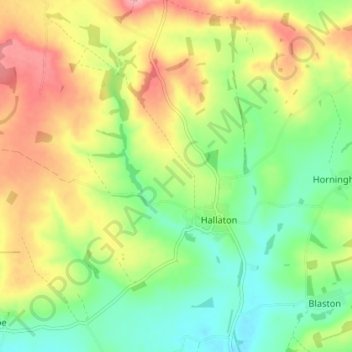 Hallaton topographic map, elevation, terrain