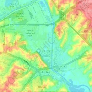 Fenton topographic map, elevation, terrain