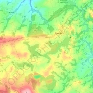 Le Kerjean topographic map, elevation, terrain