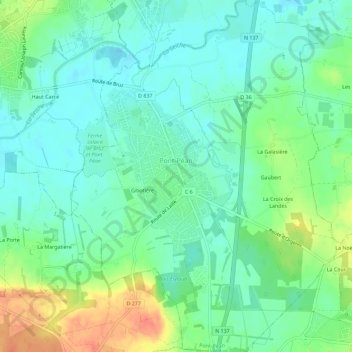 Pont-Péan topographic map, elevation, terrain