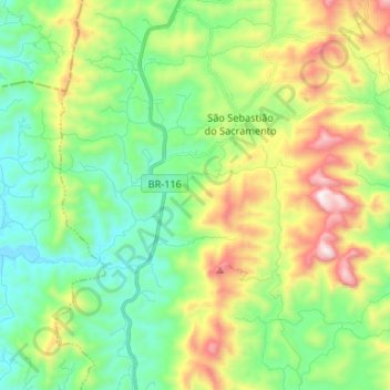 São Sebastião do Sacramento topographic map, elevation, terrain