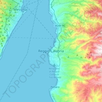 Régio da Calábria topographic map, elevation, terrain