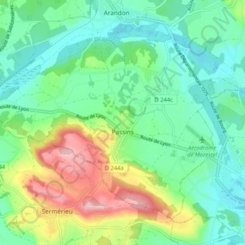 Passins topographic map, elevation, terrain