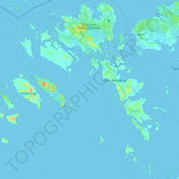 Batam topographic map, elevation, terrain