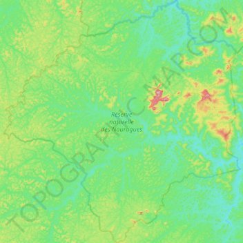 Réserve naturelle des Nouragues topographic map, elevation, terrain