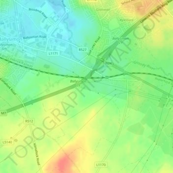 Ballysimon (Staunton) topographic map, elevation, terrain