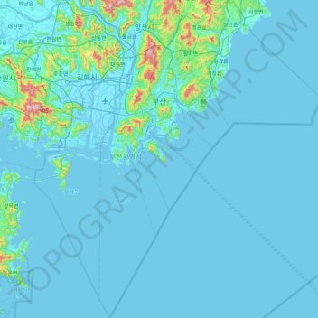 Busan topographic map, elevation, terrain