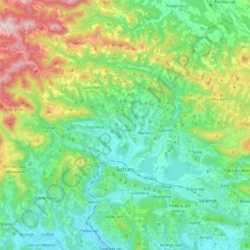 Šoštanj topographic map, elevation, terrain