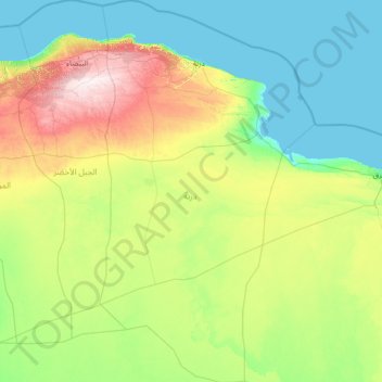 Derna topographic map, elevation, terrain