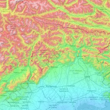 Karnische Alpen topographic map, elevation, terrain