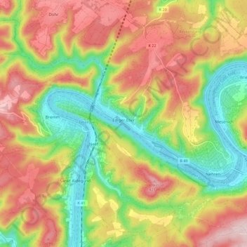 Ediger-Eller topographic map, elevation, terrain