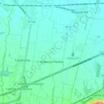 Robecco Pavese topographic map, elevation, terrain