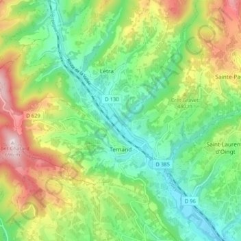 Ternand topographic map, elevation, terrain