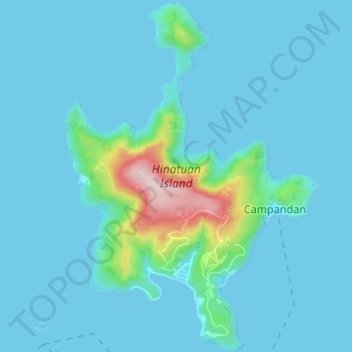 Hinatuan Island topographic map, elevation, terrain