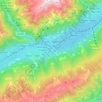 Naturns - Naturno topographic map, elevation, terrain