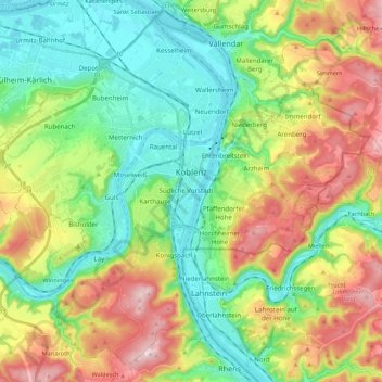 Coblence topographic map, elevation, terrain
