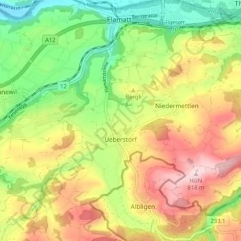 Villars-les Joncs topographic map, elevation, terrain