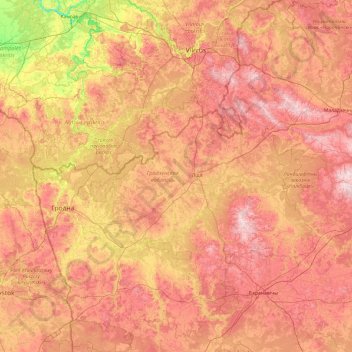 Hrodna Region topographic map, elevation, terrain