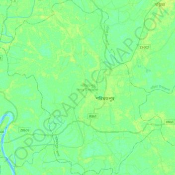 Shariatpur Sadar Upazila topographic map, elevation, terrain