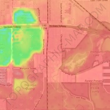 Thornton topographic map, elevation, terrain