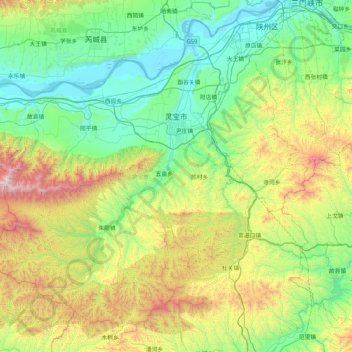Lingbao City topographic map, elevation, terrain