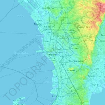 Manila topographic map, elevation, terrain