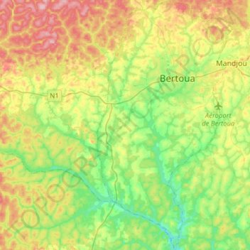 Bertoua I topographic map, elevation, terrain