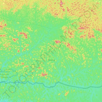 Oveng topographic map, elevation, terrain