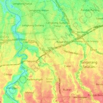 Serpong topographic map, elevation, terrain