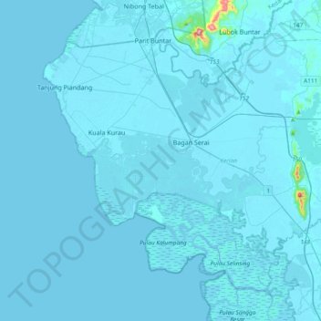 Kerian topographic map, elevation, terrain