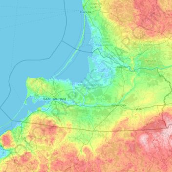 Oblast Kaliningrad topographic map, elevation, terrain