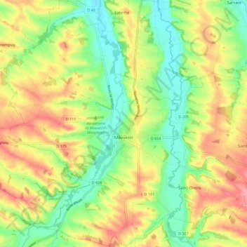 Mauvezin topographic map, elevation, terrain
